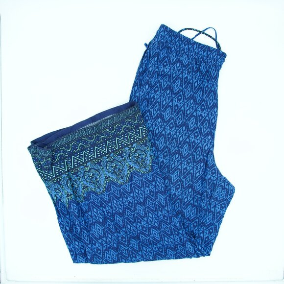 BLUE PATTERNED PALAZZO PANTS - Picture 2 of 5